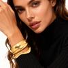Chunky Stack Bangle Bracelets for Women, Gold Plated Thick Cuff, Trendy Statement Jewelry, Stacking Bracelets Gift