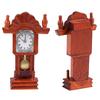 Miniature Garden Decoration Accessories Living Room Collection Wood Mahogany Color Clock Dollhouse