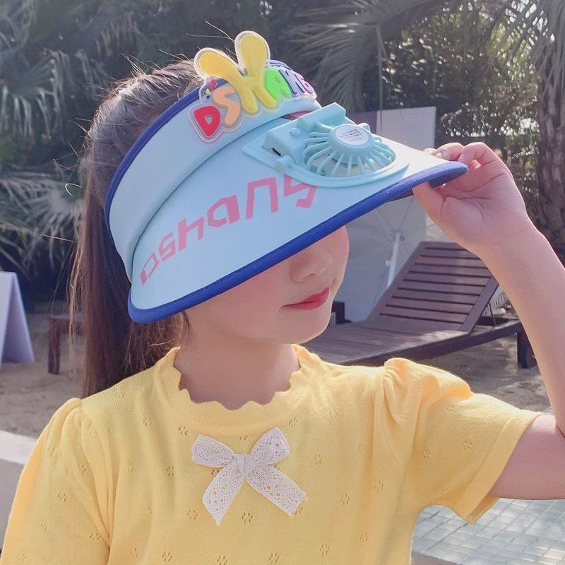 

Summer Cool Hat Children s Big Hat Brim Sun Protection Hat with Fan Empty Top Hat Boy Girl Sun Hat Baby