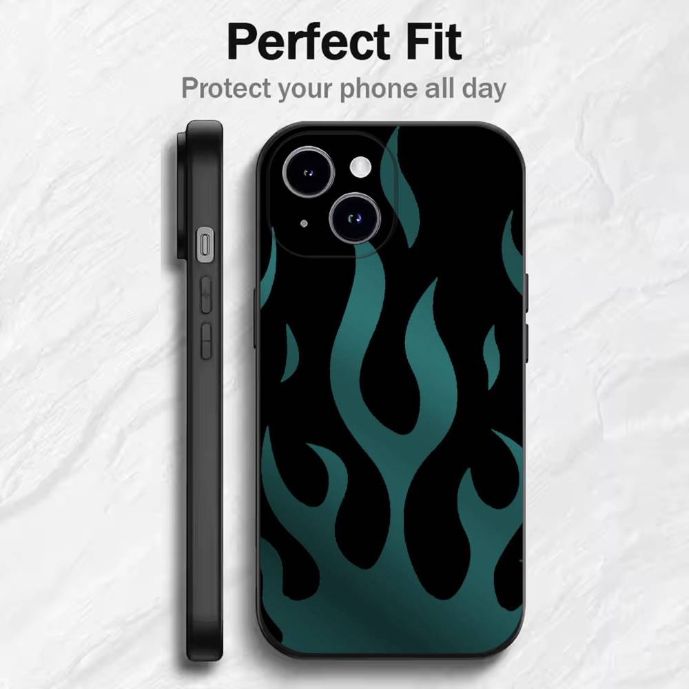 Creative Fashion Flame Phone Case For 17 16 15 14 13 12 11 Mini XS XR X 6S 6 Pro Max Plus Black Soft Cover