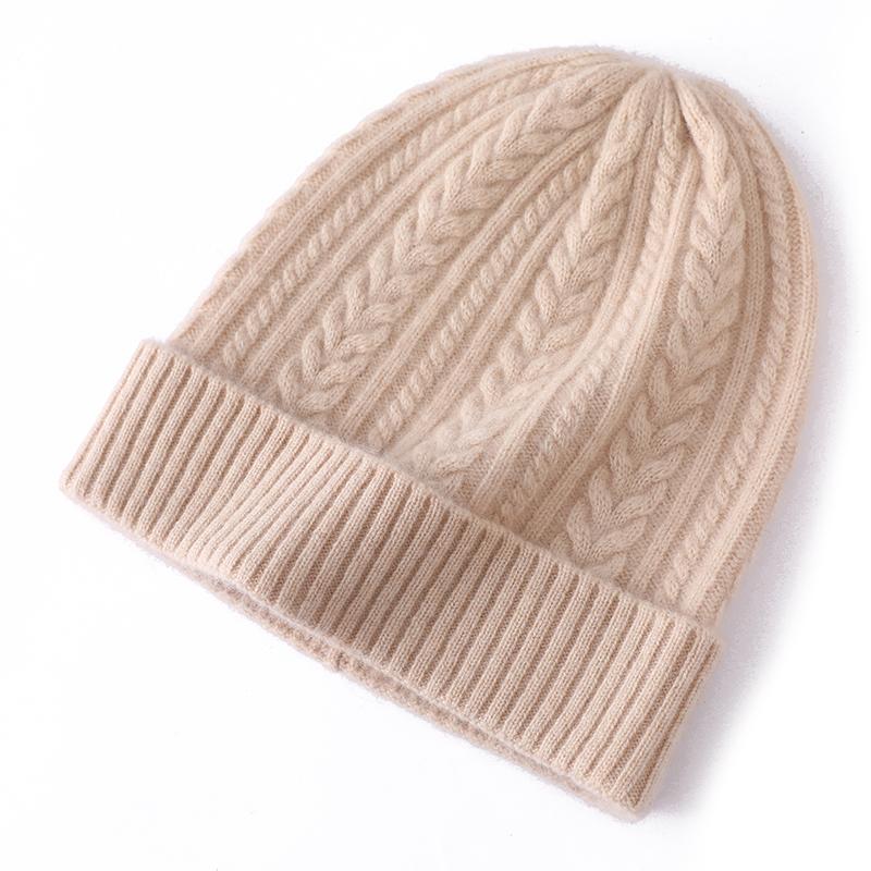 Women&Men Winter Hat 100% Pure Cashmere Knitted Bonnet Solid Fashion Y2K HipHop Street Skullies Cap Girl Boy Warm Ski Hat Unisex