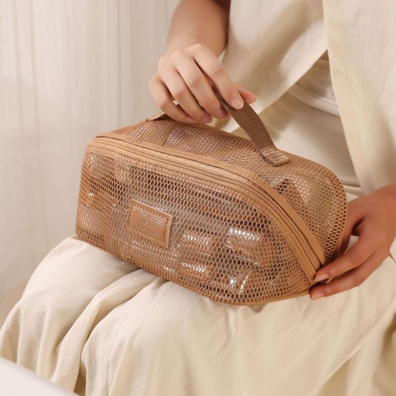 Geantă de Machiaj de Mare Capacitate Hollow Femei Multifuncțională Plasă Tote Geantă Cosmetică Geantă Călătorie Plic Transparent pentru Articole de Toaletă