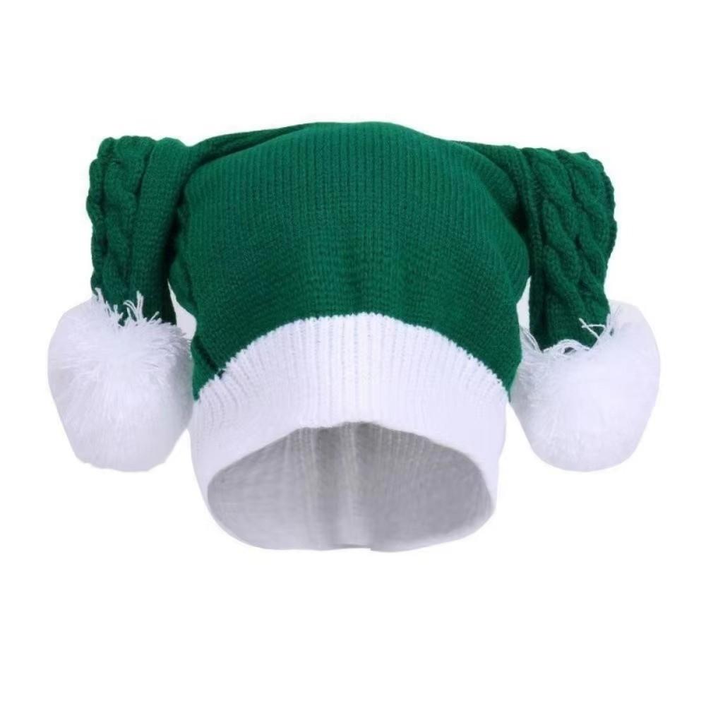 Cute Christmas Knitted Hat Warm Plush Ball Santa Beanie Hat Soft Beanie Comfortable Winter Santa Hat for Holiday New Year Party