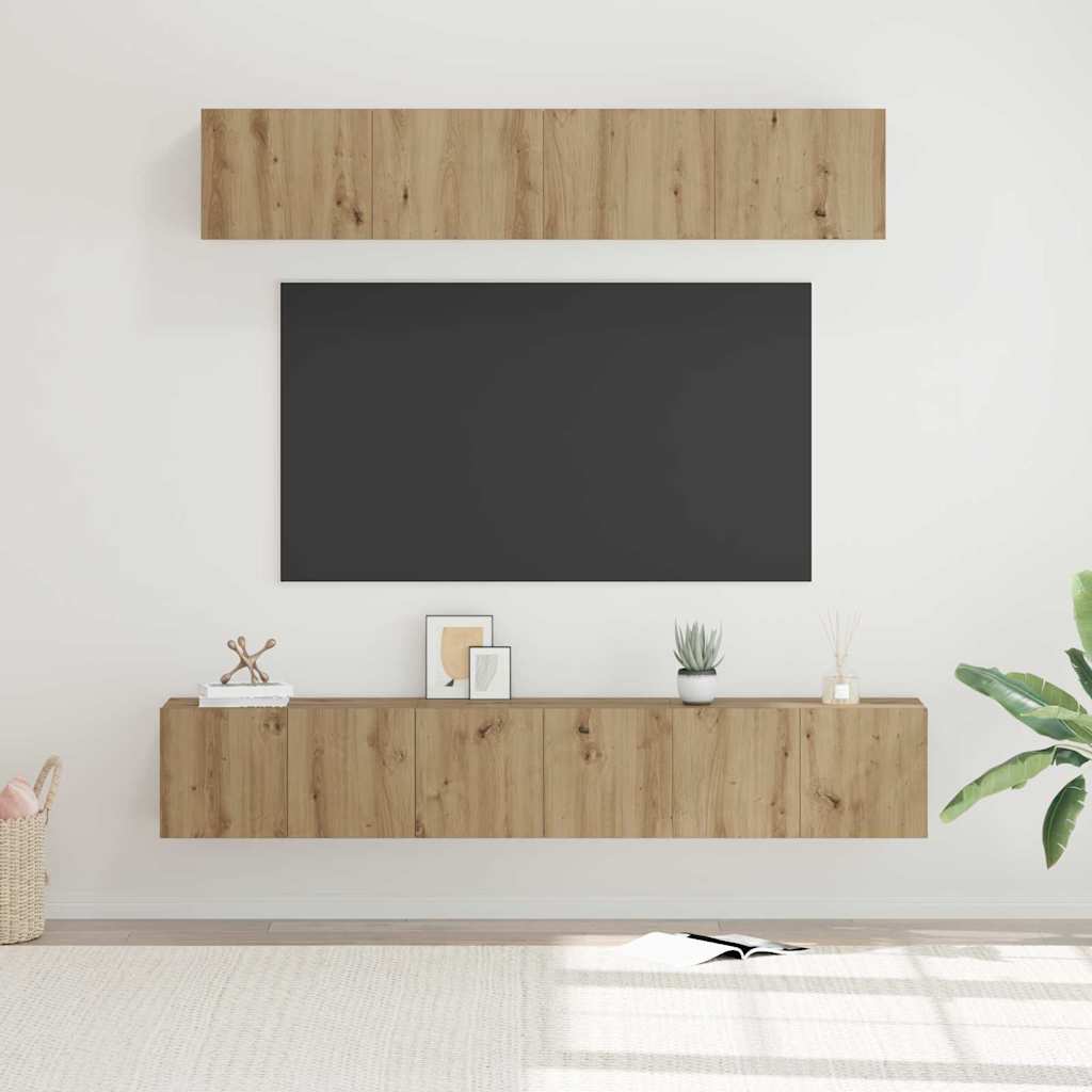 Wall Mounted TV Cabinet Set 5 Pcs Artisan Oak Wood Based Material