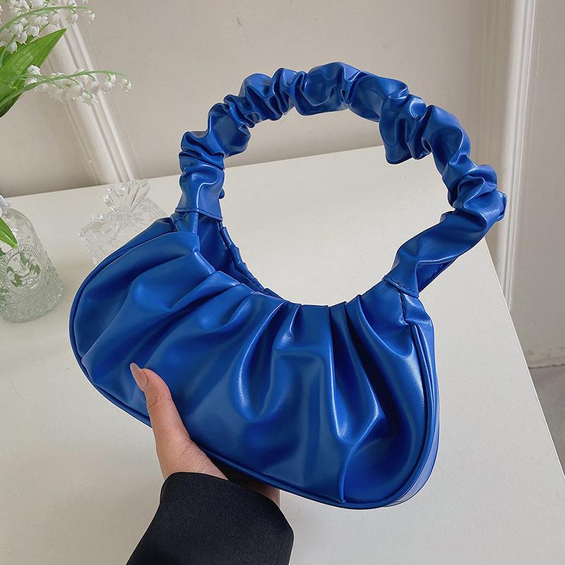 Cartoon Solid Color Pleated Cloud Bag Minimalist Women's Underarm Bag Kawaii Girl Fashion Versatile Handbag  Gifts