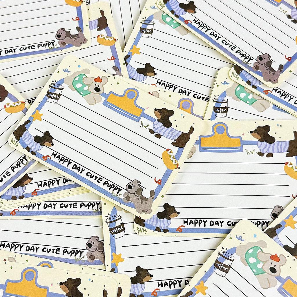 Creative Cute Cartoon-Style Splash Ink Puppy Message Card for Romantic Handwritten Blessings