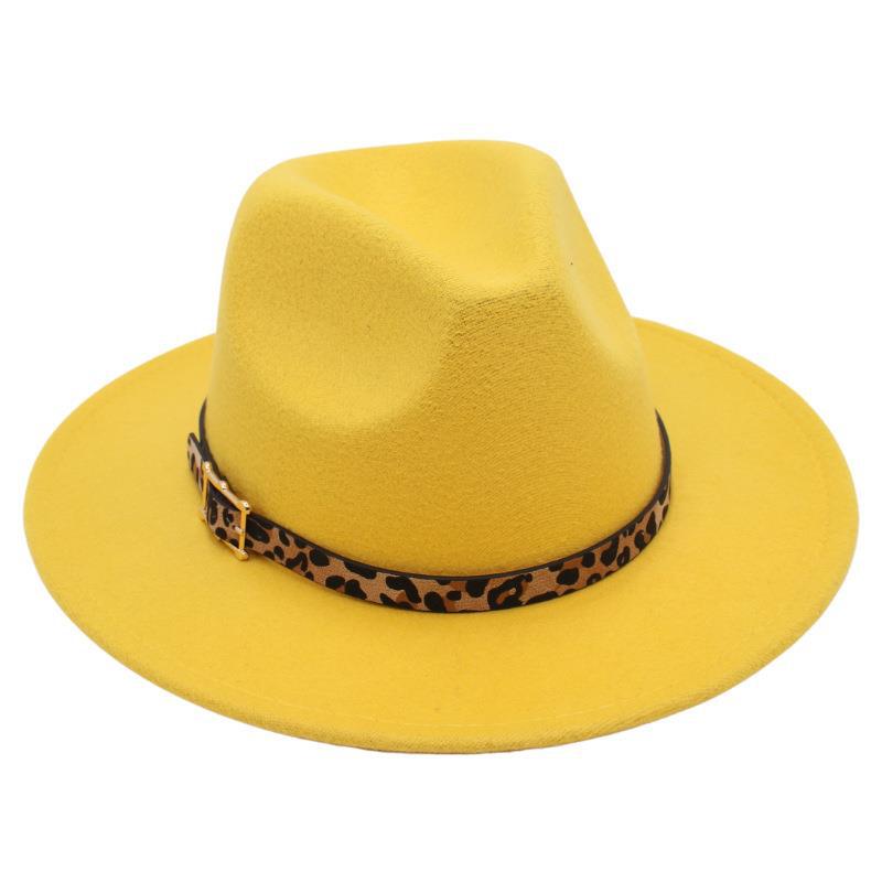 Temperament Bowler Hut Leopard Gürtelschnalle Nische Jazz Hut Männer und Frauen Trend Filzhut Bühnenauftritt Tweed Hut