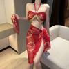 Female Porn Hanfu Red Women Sexy Chinese Traditional See Through Dress Belly Dancer Cosplay Costumes Bandage Skirt Set Lingeries