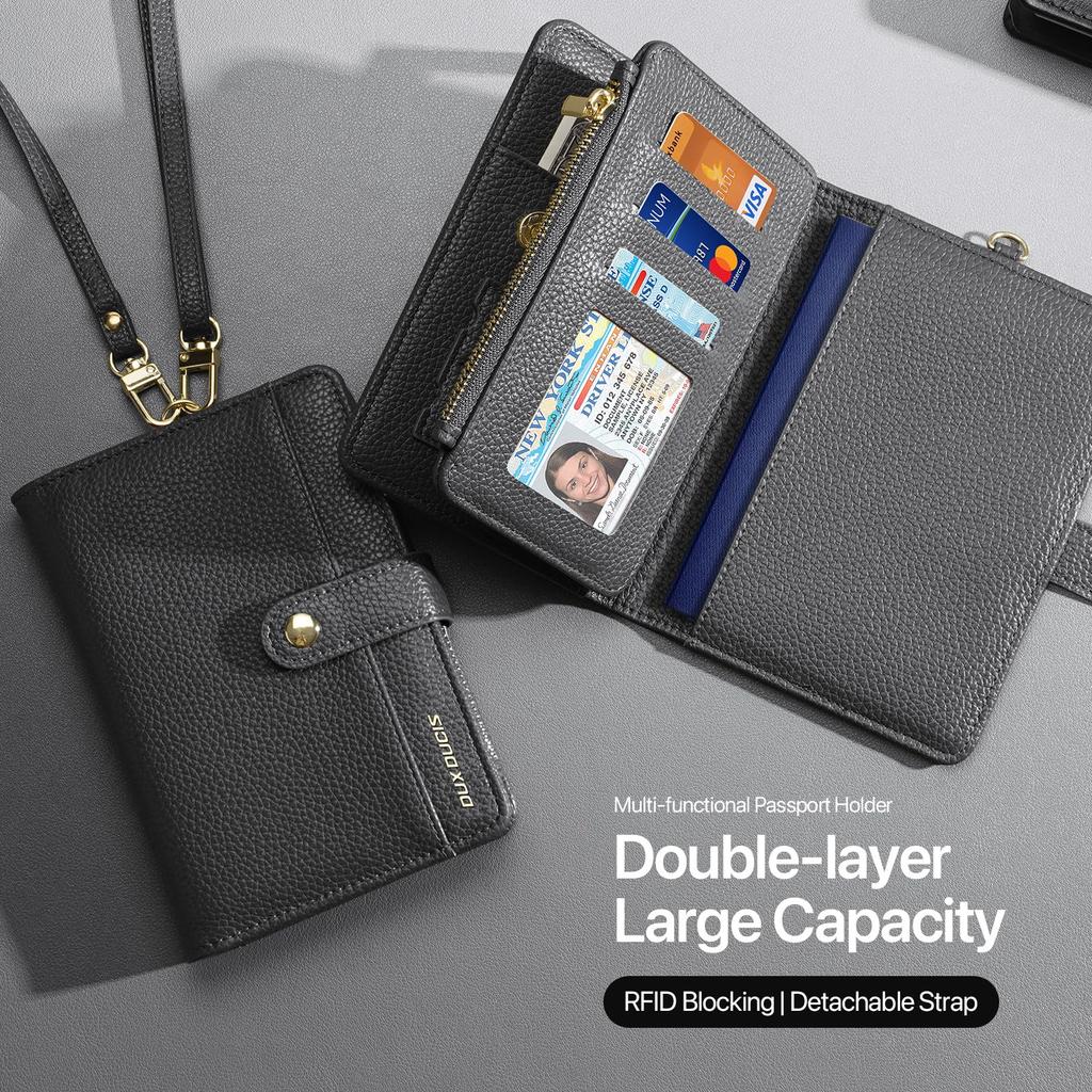 OWLGuardian Passport Large Bifold Slim RFID AirTag Passport Storage Zippered Coin and Detachable Adjustable Neck Perfect for International Business