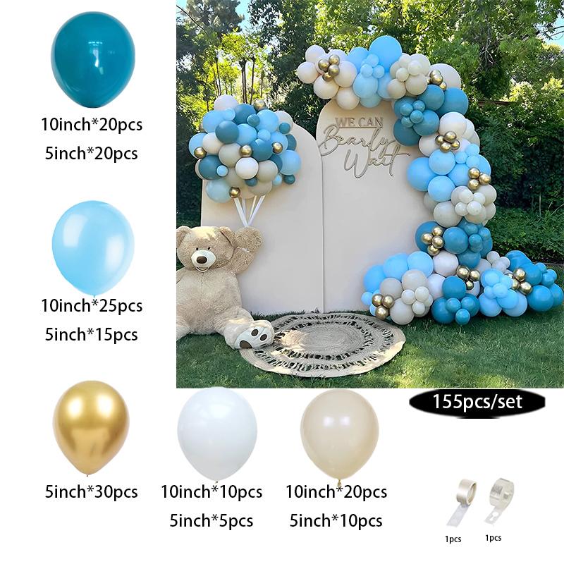 Pastel Light Blue White Sand Beige Balloon Garland Arch Kit Boy Baby Shower Gender Reveal Wedding Party Birthday Decoration