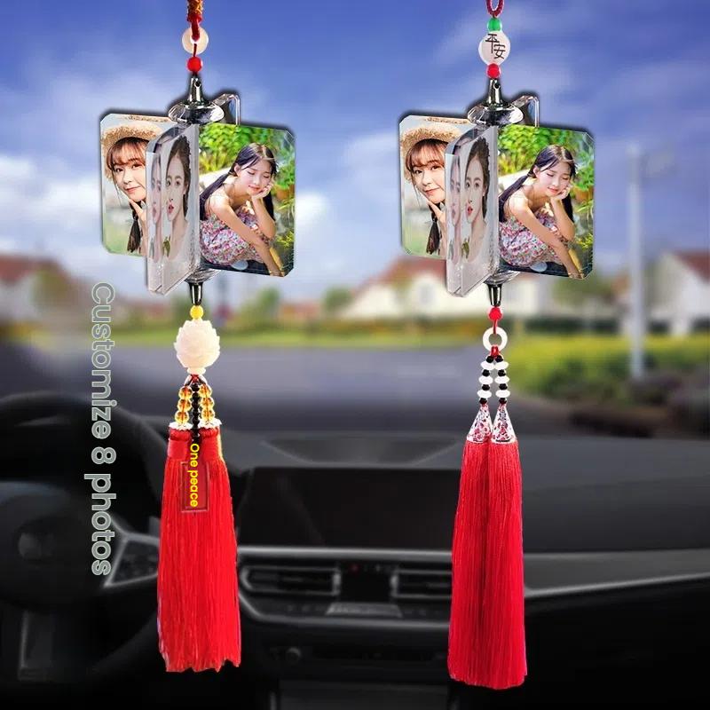 Dropshipping Gift Car pendant photo custom car charm crystal pendant rearview mirror ornament ladies personality car hanger