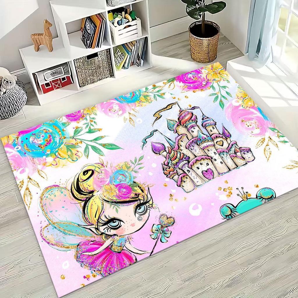 Elegant Ballet Dacing Girl Ballerina Cartoon Rug for Bedroom Living Room Sofa Home Doormat Decor,Large Kids Non-slip Floor Mat
