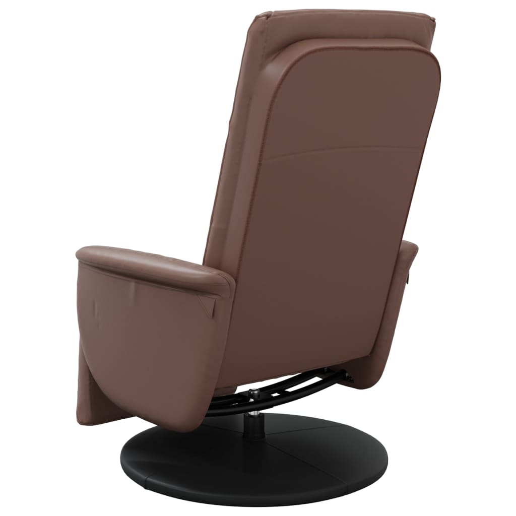 Recliner Chair with Footrest Brown Faux Leather