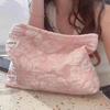 Pink Floral Embossed Portable Bag, Stylish Beautiful Cosmetic Bag, Large Capacity Simple Storage Bag, Suitable for Everyday Use