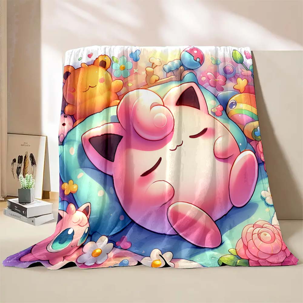 Coperte con Stampa Jigglypuff Pokémon Carino per Adulti Bambini Coperte Calde per Casa Viaggio Morbida e Confortevole Coperta Rosa Regali di Lusso