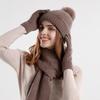 Winter Knitted Wool Hat with Velvet Hat  Scarf  Glove Set Three Piece
