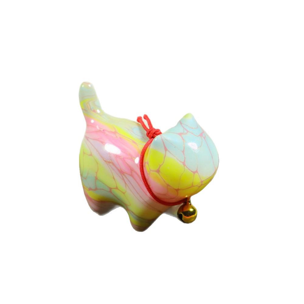 Santalové dřevo Kočka pro štěstí se zvonkem: Roztomilá figurka koťátka s naklánějící se hlavičkou, kreativní dárek k narozeninám