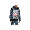 adidas Originals Plaid Letter Logo Print Sports Hoodie for Men, Black
