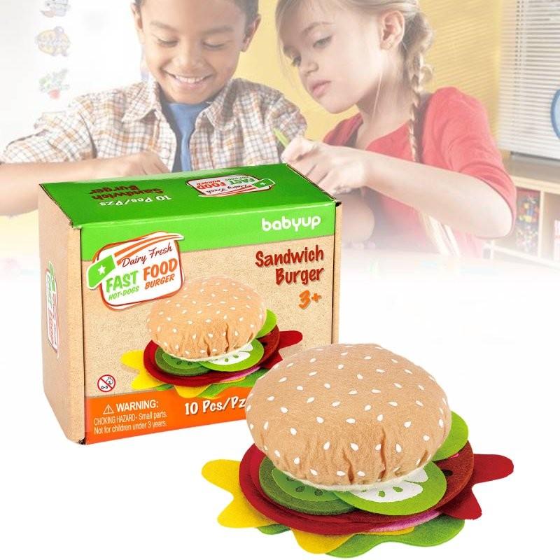 Colorful Diy Felt Burger Toy Set For Creative Play And Imaginative Sandwich Fun