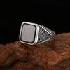 2026 Fine Pattern Ring Men's Woven Pattern Black Zircon Ring Opening Adjustable Retro Jewelry