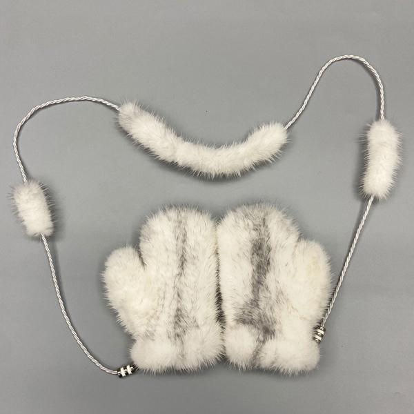 

Женские варежки из натурального меха норки с соединенными пальцами, женские вязаные перчатки One Size