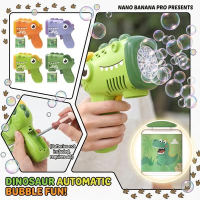 Dinosaur Themed Automatic Bubble Machine Battery Version Handheld Bubble Toy (Without Battery)180ml