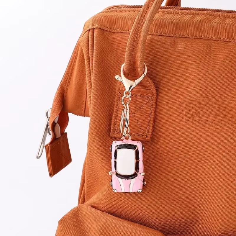 Cartoon Mini Car Keychain Rhinestone Car Model Metal Key Ring Decorative Pendant Accessories for MINI Cooper S JCW R50