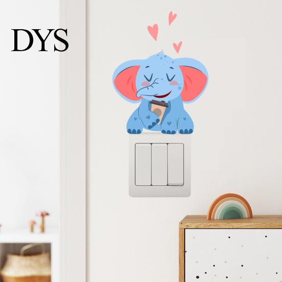 Decorative Party Scene Accents Cute Elephant Switch Sticker, PVC Waterproof Light Decal, Protective Cover for Safe Electrical Surround Stickers