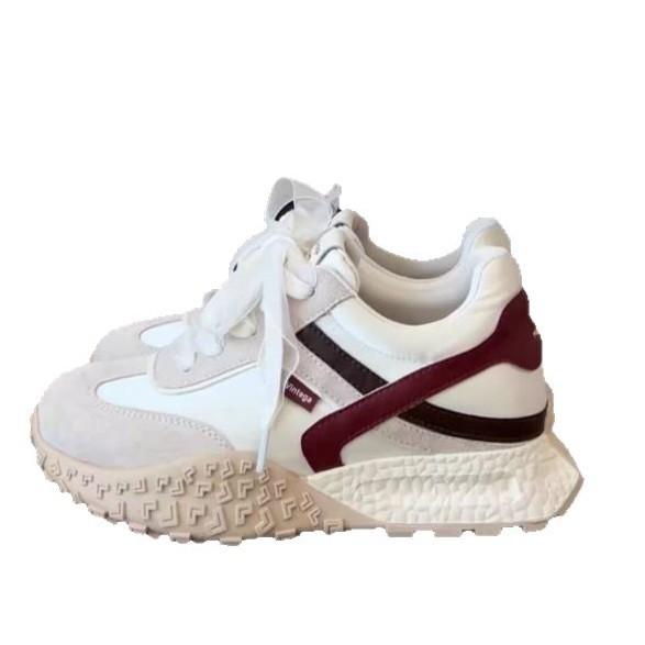 Inner height increase German training shoes women's 2025 spring platform small ballet style retro leather casual sports Forrest Gump shoes