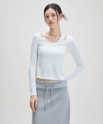MIXXO Layered Ribbed Long Sleeve T-Shirt_Miwlwg402A