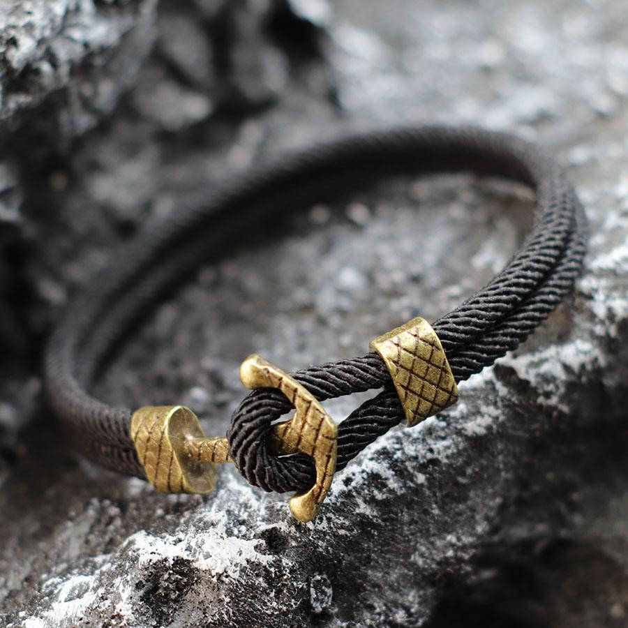 

New Unique Men Bracelet Vintage Pirate Nautical Braclet 4mm Bilayer Milan Rope Braslet Holiday Leisure Accessories Gift For Him S 18.5cm 7.3Inch чёрный