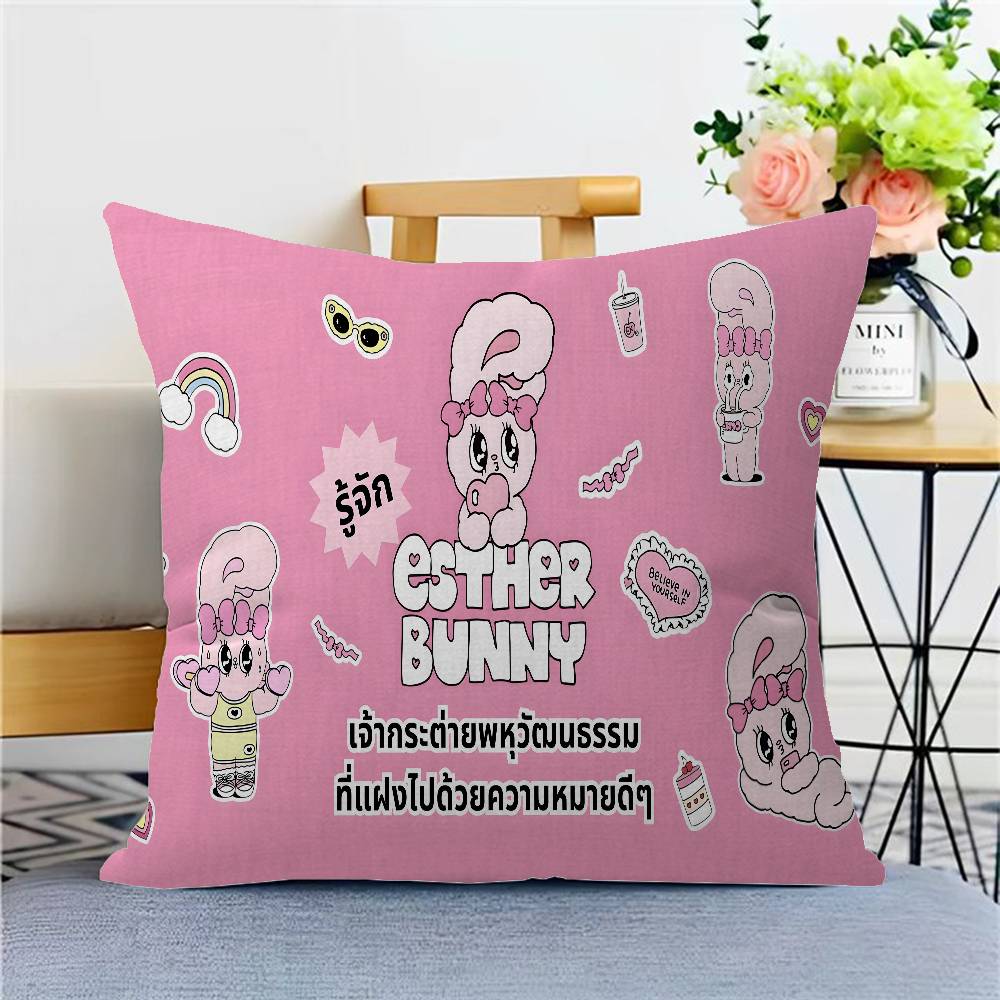 

Cute Esther Bunny Rabbit Pillow Cover Sofa Cushion Cover Home Room Decoration Children Gift 12x12Inch