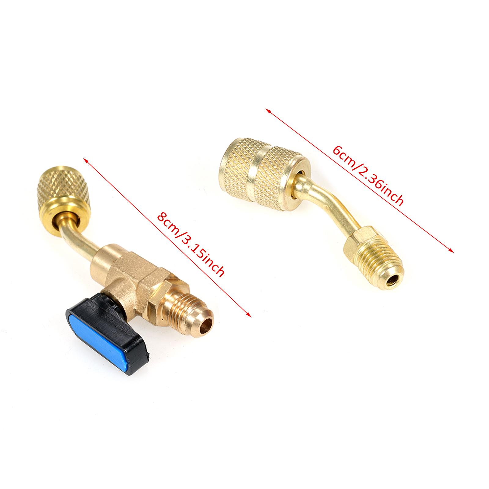 

Air Conditioning Refrigerant Angled Shut Off Ball Valve 1 4 Inch for R410A R134A R12 R22 HVAC and R410A Adapter 5 16 золотий