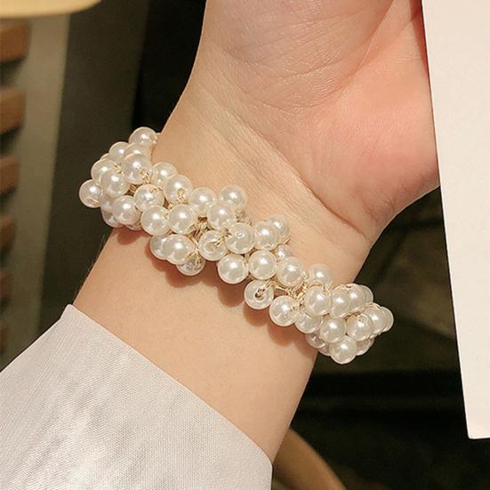 Fashion Women Girls Faux Pearl Ponytail Holder Hair Tie Ring Rope Accessory