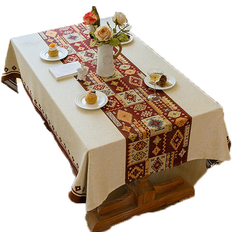 Atmospheric Tablecloth Hemming Embroidered Lace Living Room Kitchen Rectangular Non-Slip Decorative Cover Cloth Dining Table Mat