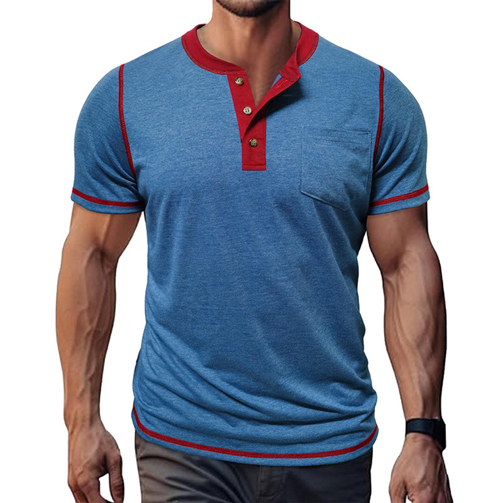 Мужская футболка уличная повседневная мода с коротким рукавом S синий