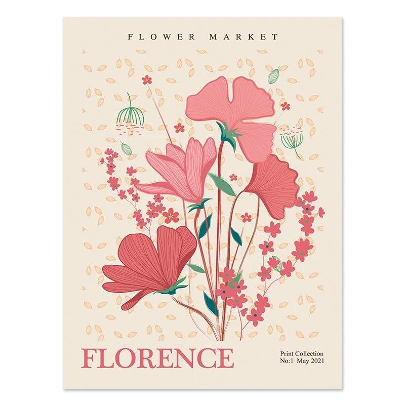 Flower Market Poster Printing Abstract Plant Wall Art Paris New York City Name Canvas Painting Living Room Home Decoration