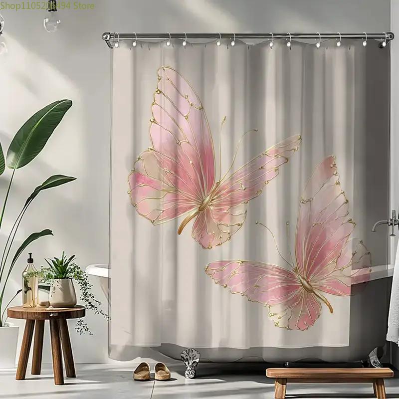 1pc Bathroom Shower Curtain, Quick Painting Design, Sweet Day Shower Curtain, Includes 12 Hooks, 180x180cm Bathroom Curtain Ho