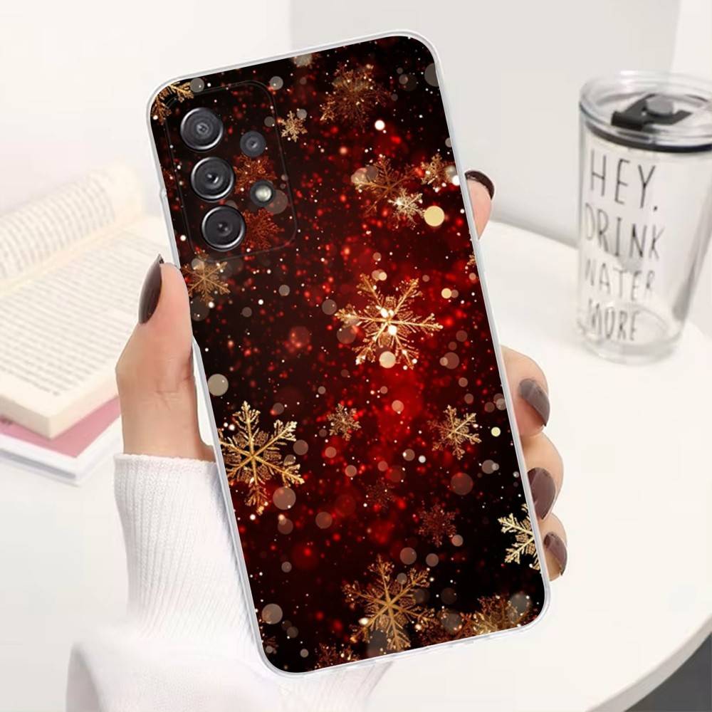 

Art Christmas Snowflakes For Samsung A51,30,71,S9,Ultra,Lite,S23,22,21,PIus,10,20,FE,Transparent, Silicone Case SamsungS21