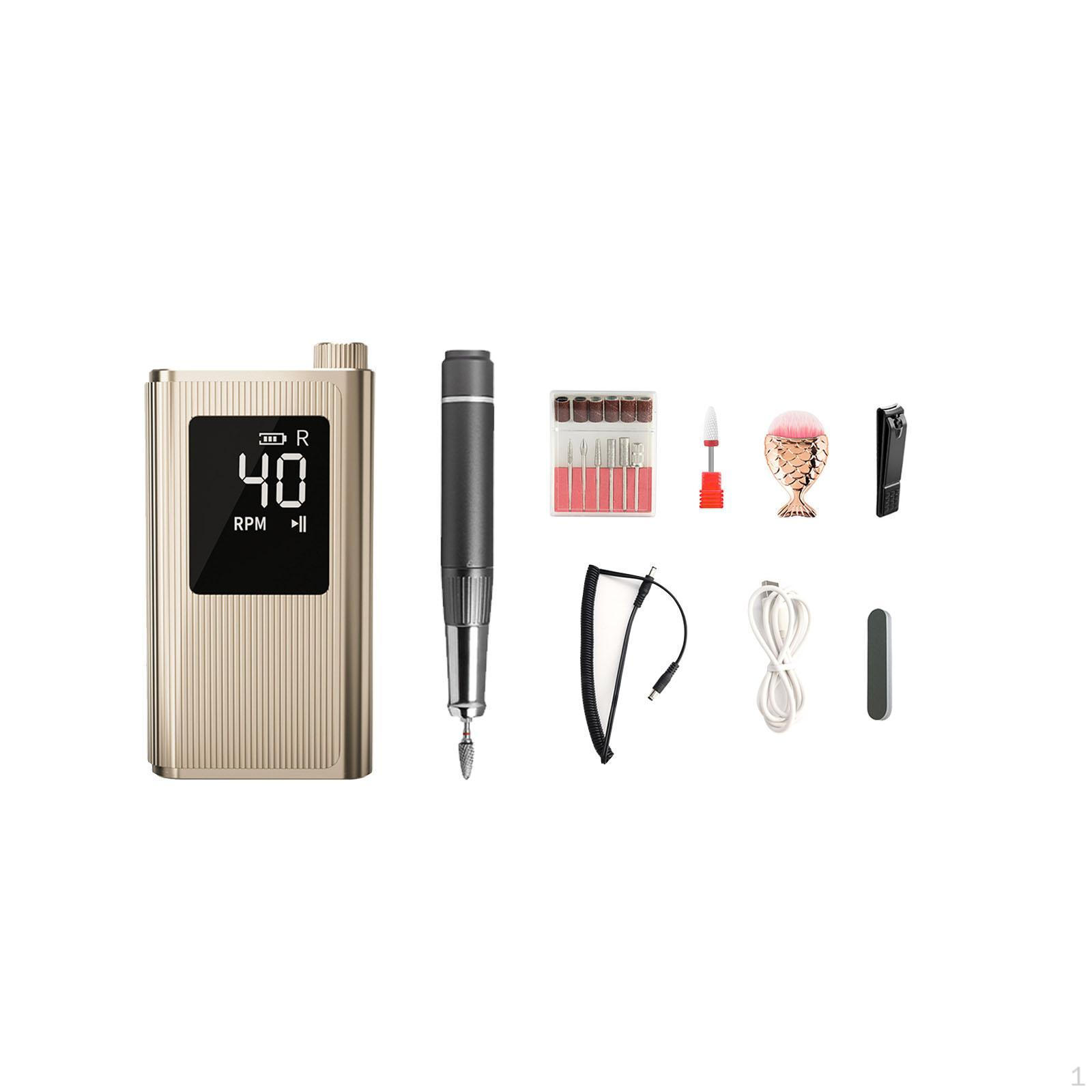 

Электрическая дрель для ногтей, маникюрный педикюрный набор, светодиодный дисплей, 40000 об/мин, портативный для золотой