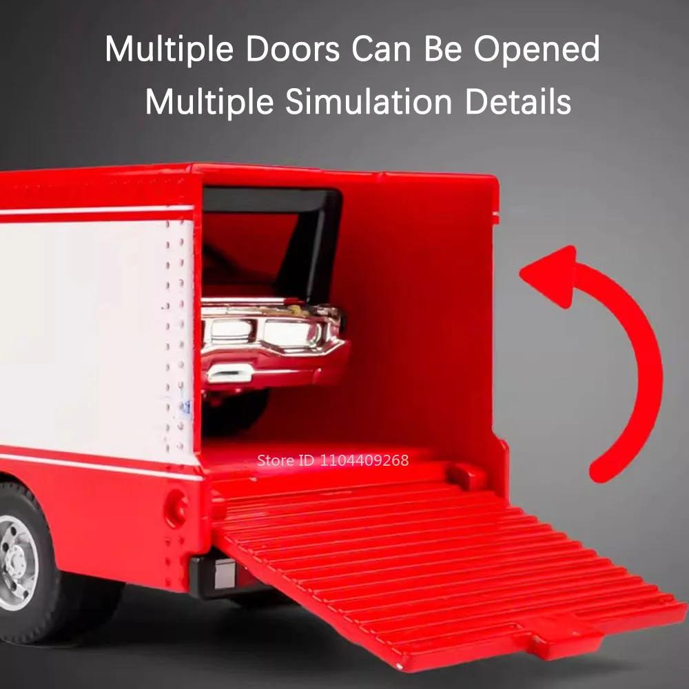 1:64 Scale Container Alloy Trailer Model Toy Car Diecast Metal Movable Joint Pull Back Engineering Vehicles Models Gifts for Boy