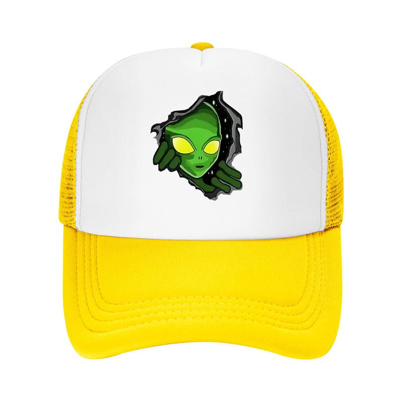 pc ATHACER Alien Theme Baseball Cap Retro washed black suitable for outdoor fashion Unisex and Women Halloween headwear