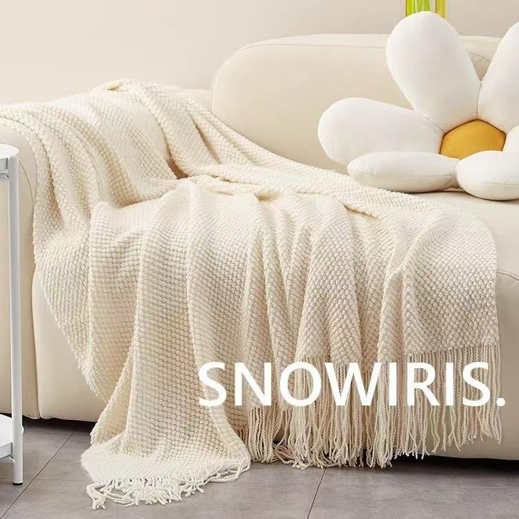 Blankets Nordic Style Hanging Tassels Solid Color Blankets Homestay Knitted Blankets Brown Coffee Sofa Minimalist Design