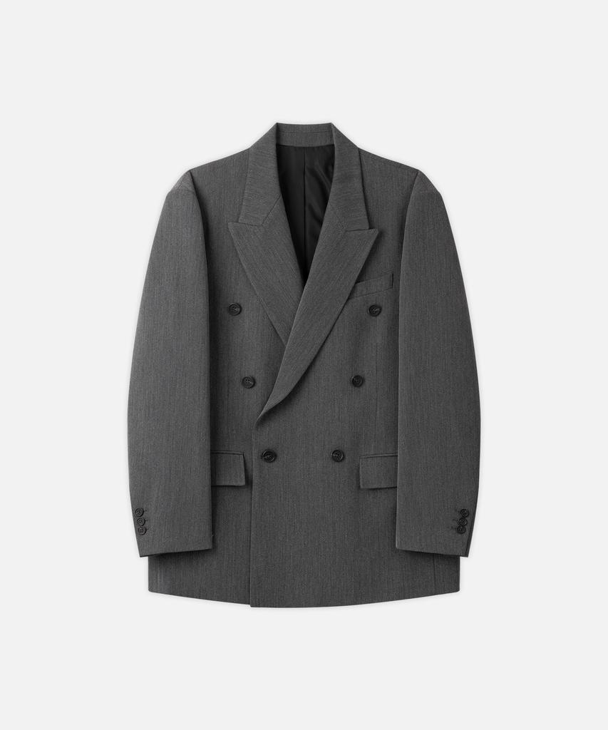 Draw Fit Herringbone Tailored Double Blazer [Grey]
