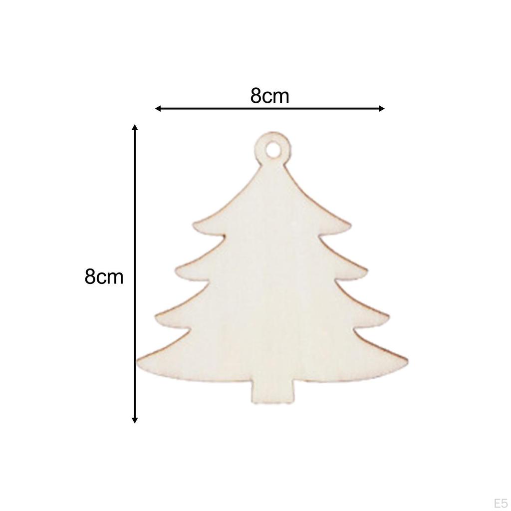 10 Pieces Christmas Tree Decoration Pendant Xmas Decor Blank Wooden DIY Craft Gifts Ornaments for