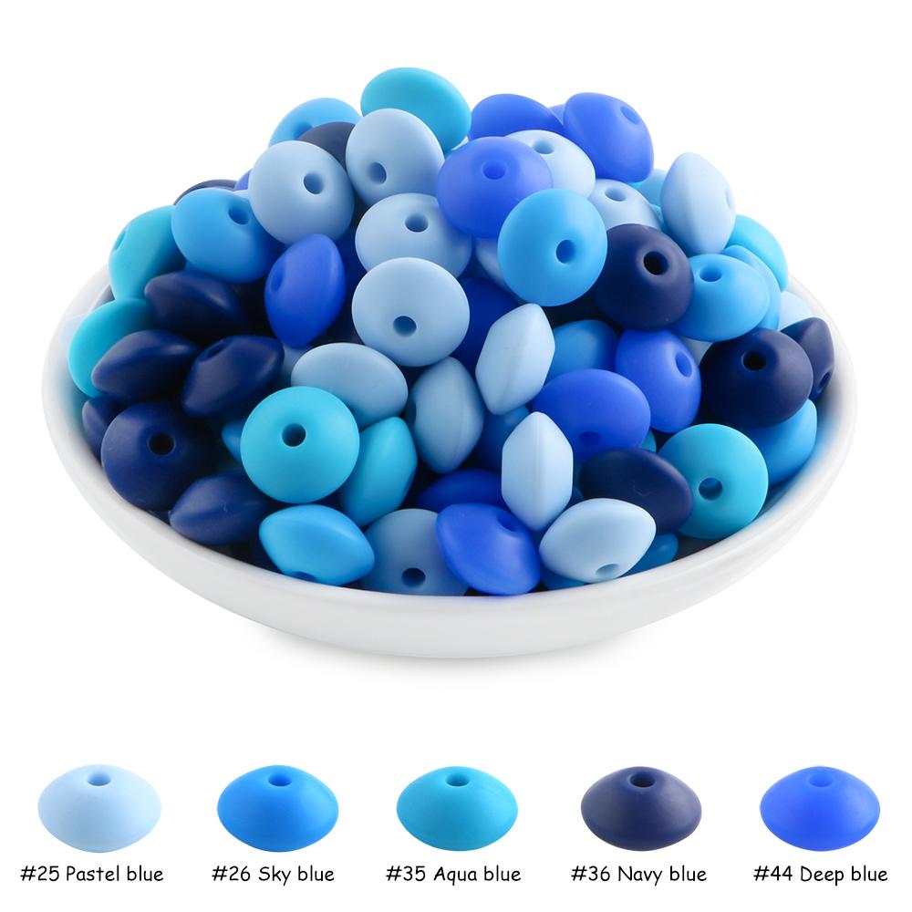New 50pcs/lot Silicone Lentil Silicone Beads 12mm Jewelry Making Lentil Beads DIY Necklace Bracelets Jewelry Accessories