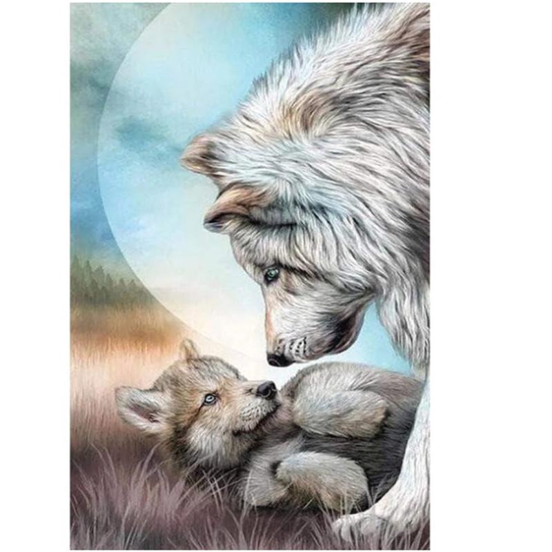 

Полный круглый/квадратный 5D Diy алмазная живопись Волк и детеныш Алмазная вышивка наборы крестиков домашний декор подарки ручной работы