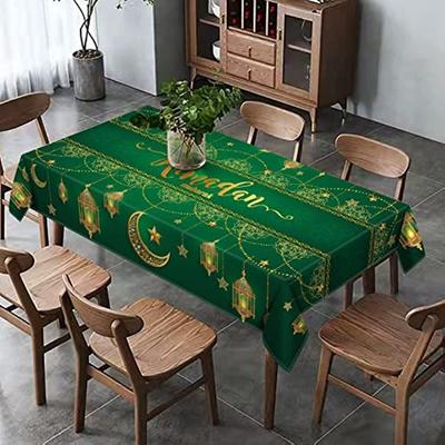 Ramazan Mübarek Masa Örtüsü İslam Müslüman Bayram Dekorasyon Altın Yıldız Ay Fener Mutfak Yemek Leke Dayanıklı Masa Örtüsü