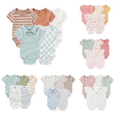 5 Pieces Infant Boy Girl 0-12 Months Pure Cotton  Soft Casual Cute Fashion Prints Baby Bodysuits Spring Summer