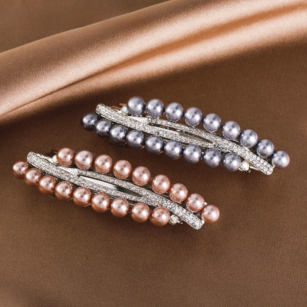 Double Row Hair Clip High-end Elegant Barrettes Exquisite Spring Hairpin Hair Accessories